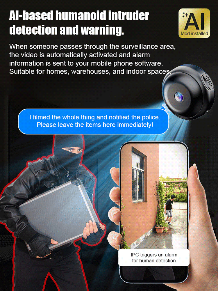 【Wireless Action Cam】Multi-functional Portable Security Monitor,Portable HD Security Camera with Night Vision