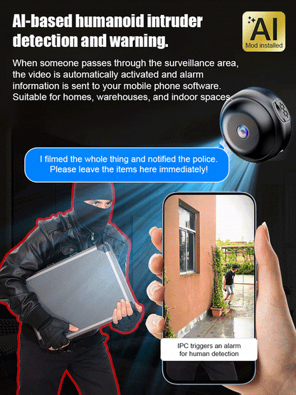【Wireless Action Cam】Multi-functional Portable Security Monitor,Portable HD Security Camera with Night Vision