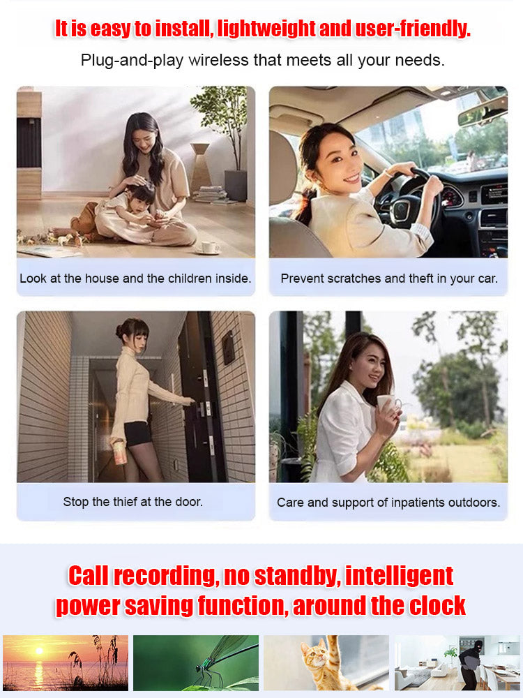 【Wireless Action Cam】Multi-functional Portable Security Monitor,Portable HD Security Camera with Night Vision