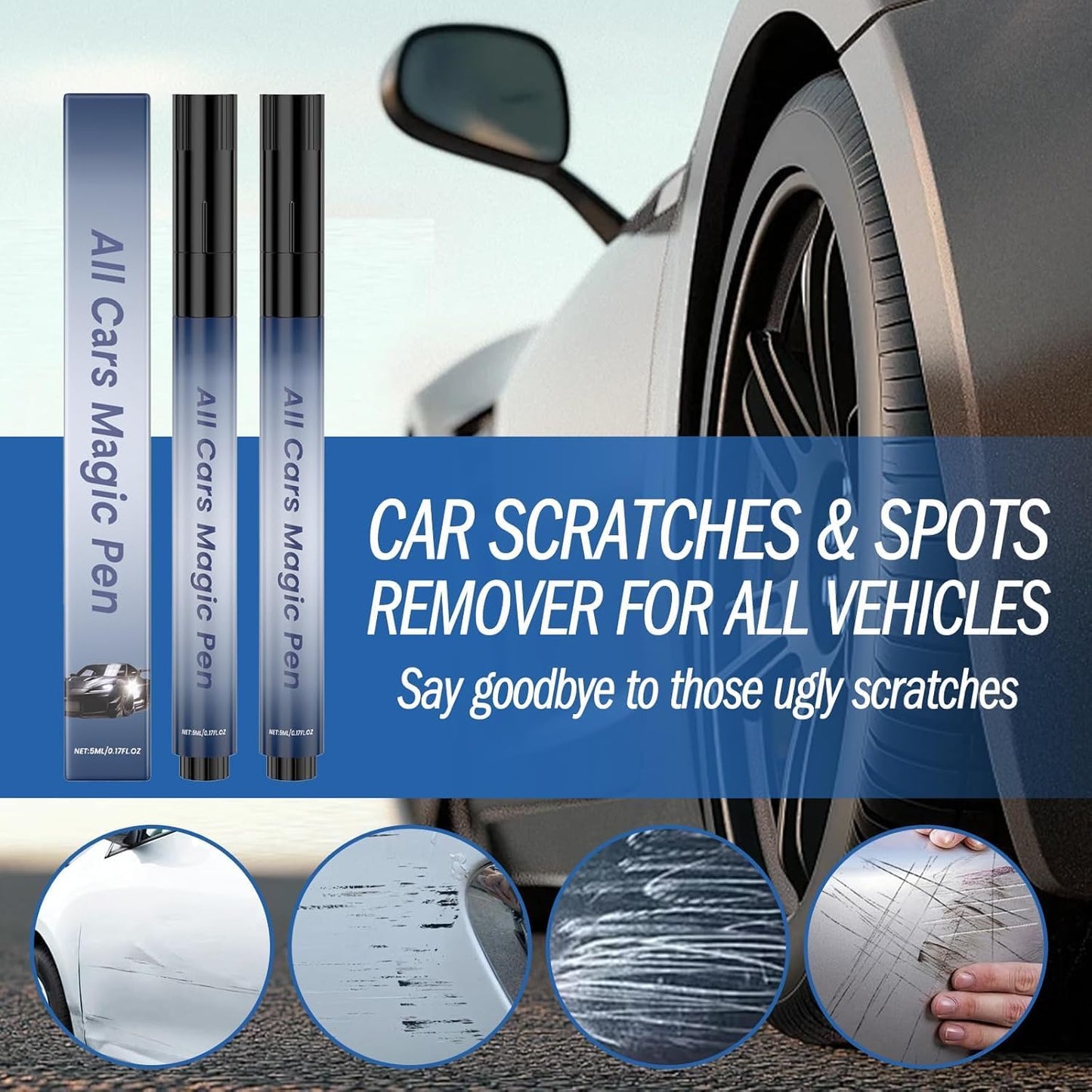 🔥Final 3 Day: 60%OFF🖊️Magic Car Scratch Removal Pen, Car Paint Scratches Quick Repair for All Car Colors