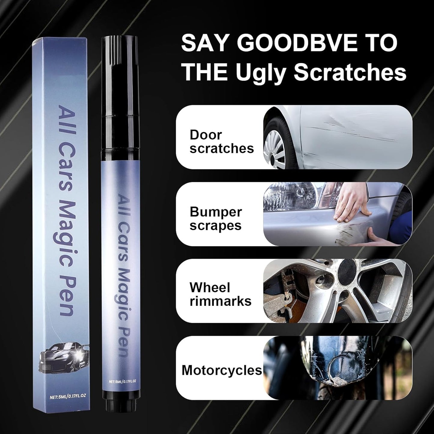 🔥Final 3 Day: 60%OFF🖊️Magic Car Scratch Removal Pen, Car Paint Scratches Quick Repair for All Car Colors